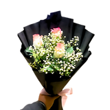 Elegant Black Wrapped Rose Bouquet