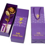 24K golden artificial rose in purple gift box – luxury romantic gift for wife or girlfriend
