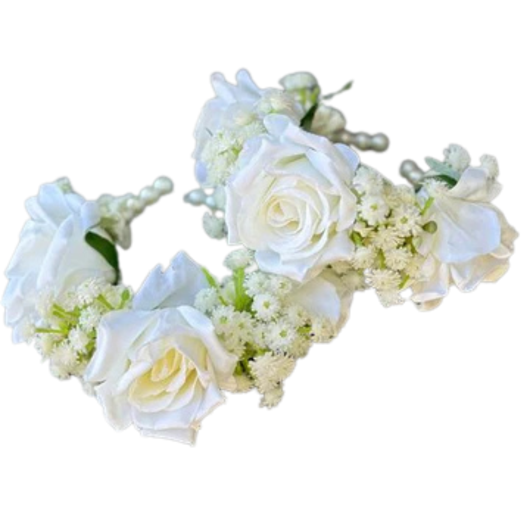 Pair of White Elegant Gajray for Weddings and Events in Lahore