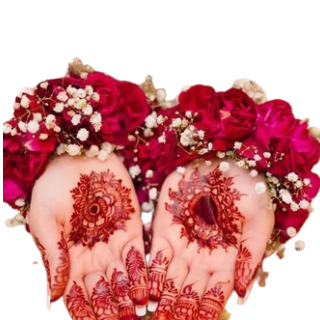 Henna Ceremony Wrist Cuffs with Red Roses and Baby’s Breath