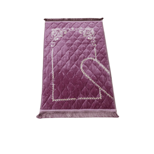 Premium Velvet Janamaz – Quilted Prayer Mat (Purple)