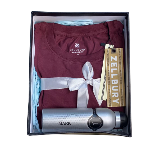 Boyfriend gift box with Zellbury T-shirt and Mark body spray in premium packaging