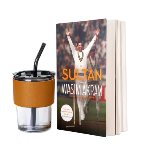 Cricket legend Wasim Akram memoir with portable tumbler mug gift set for him