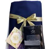 Elegant Eid gift box with unstitched cotton suit, chain watch, and greeting card