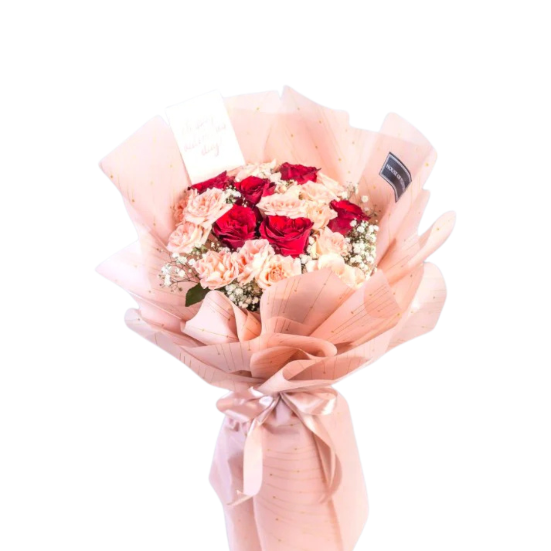 Romantic Red and Peach Bouquet