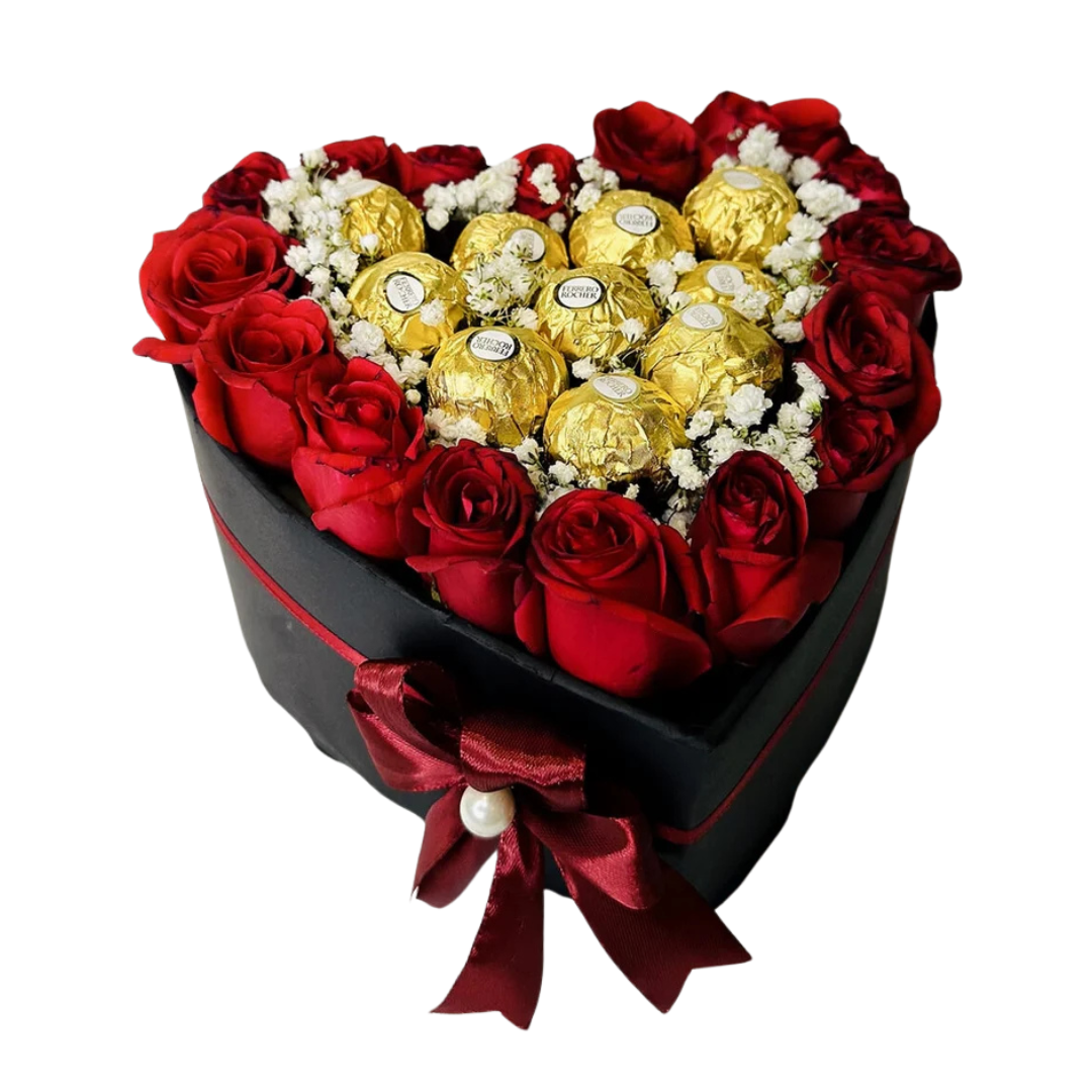 Heart Flowers & Choco Box