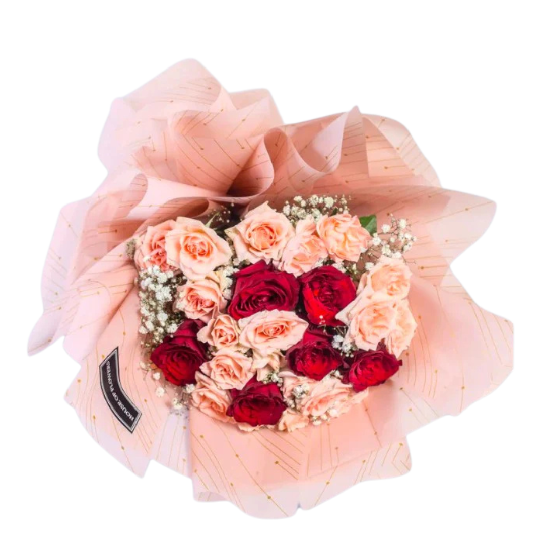 Romantic Red and Peach Bouquet