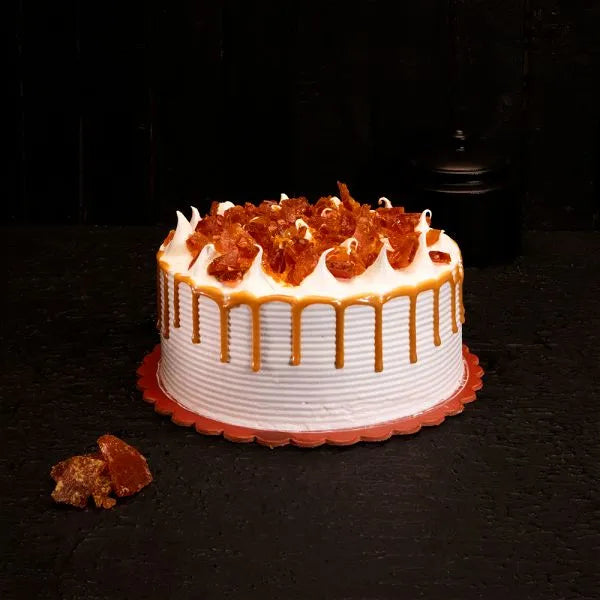 "Jlal Sons Classic Caramel Crunch Cake with caramel cream and crunchy topping, available in Lahore, Karachi, and Islamabad"