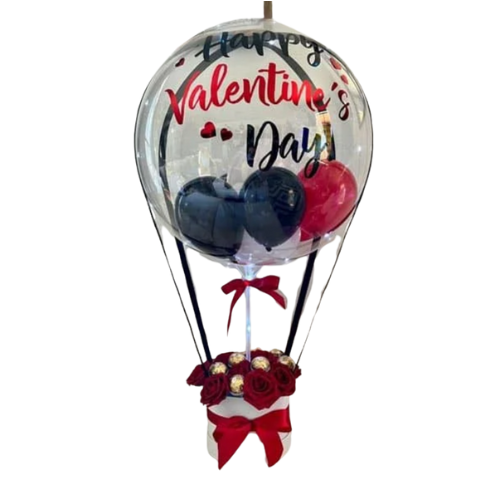 Romantic Valentine Balloon Gift Box with Red Roses and Chocolates – Pakistan Delivery