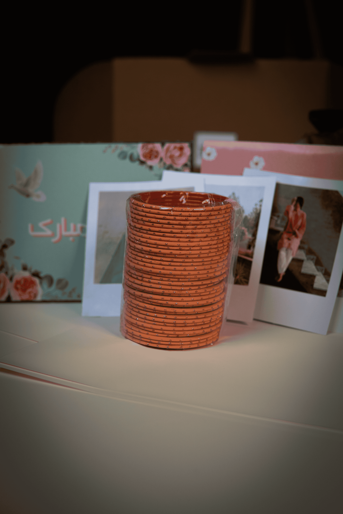 Set of vibrant and sparkling bangles perfect for Eid celebrations.