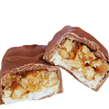 Snickers chocolate bar with caramel, peanuts, and nougat