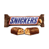 Snickers chocolate bar with caramel, peanuts, and nougat