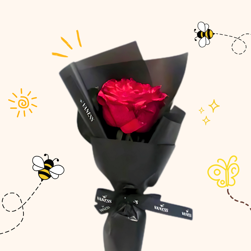 solo flowers bouquet with black wrap